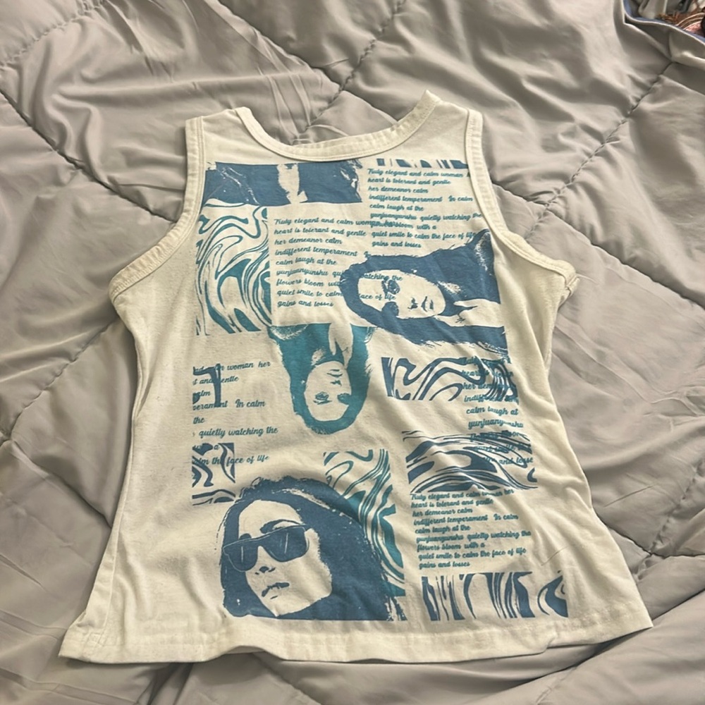 wavy blue pop art y2k tank top quote girl